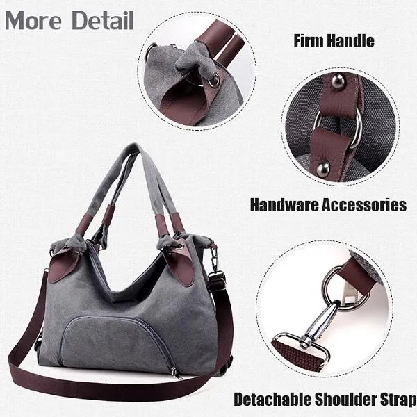 Women Canvas Durable Tote Casual Functional Handbag Shoulder Bag Crossbody