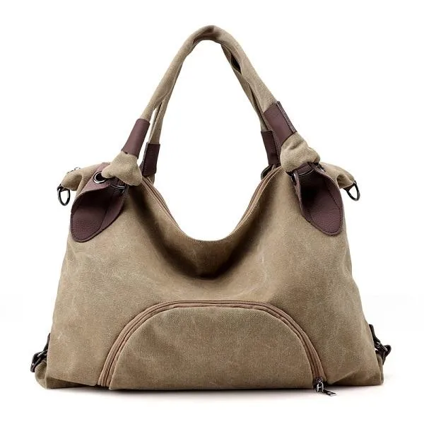 Women Canvas Durable Tote Casual Functional Handbag Shoulder Bag Crossbody