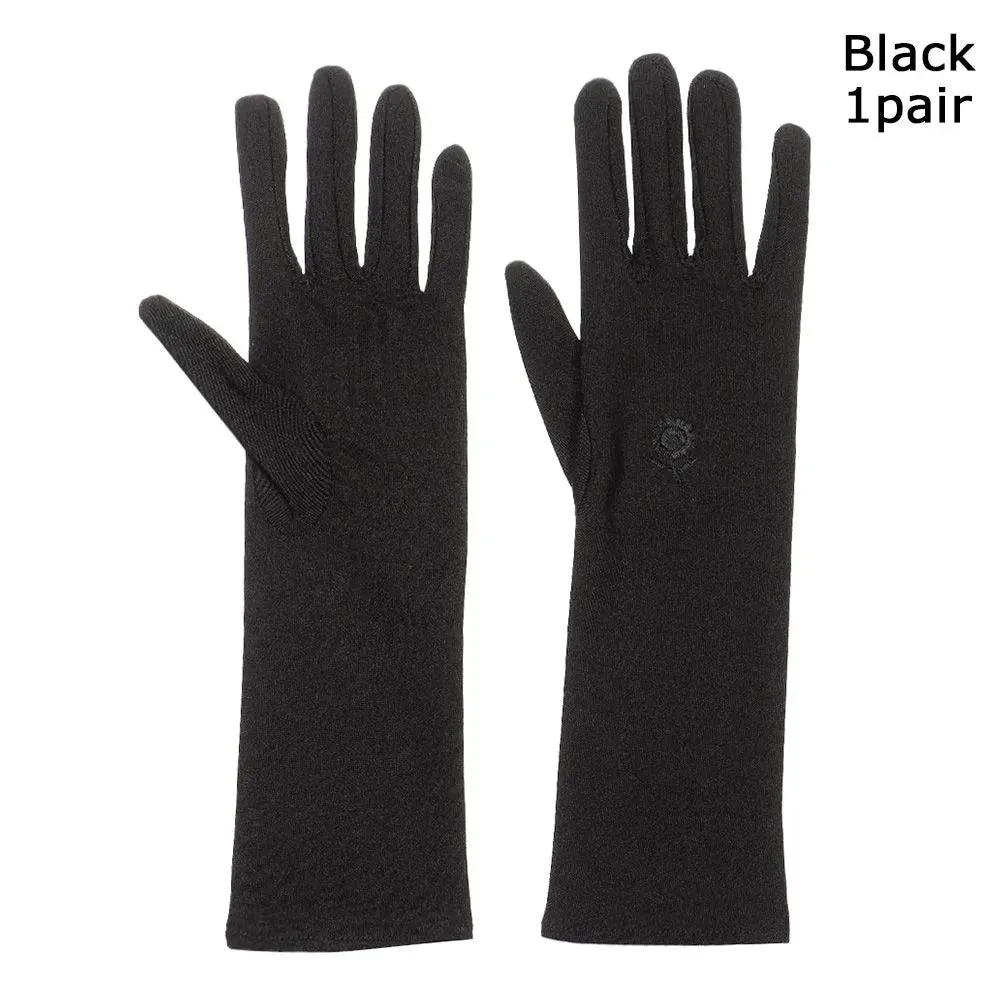 Women Mid-long Sunscreen Gloves Summer Spring Thin Elastic Anti UV Driving Gloves Slip Resistant Etiquette Gloves