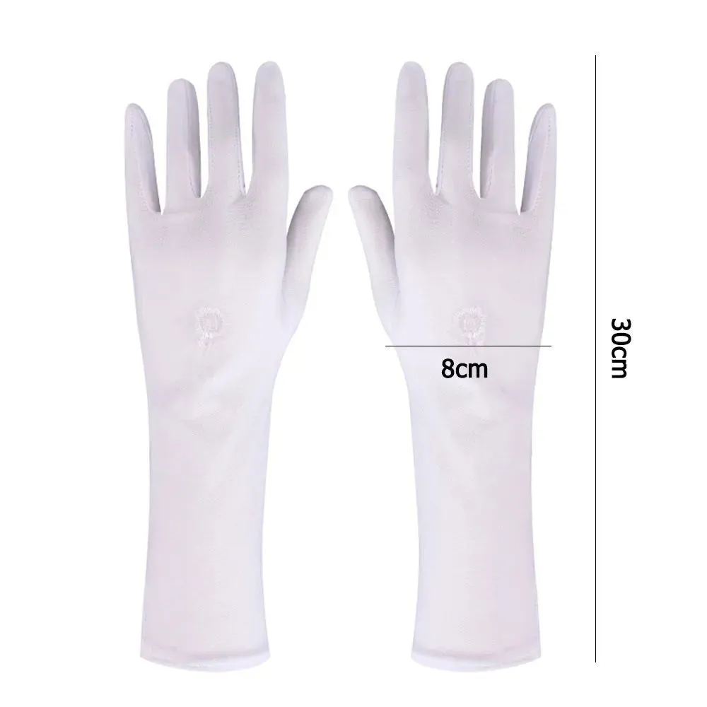 Women Mid-long Sunscreen Gloves Summer Spring Thin Elastic Anti UV Driving Gloves Slip Resistant Etiquette Gloves