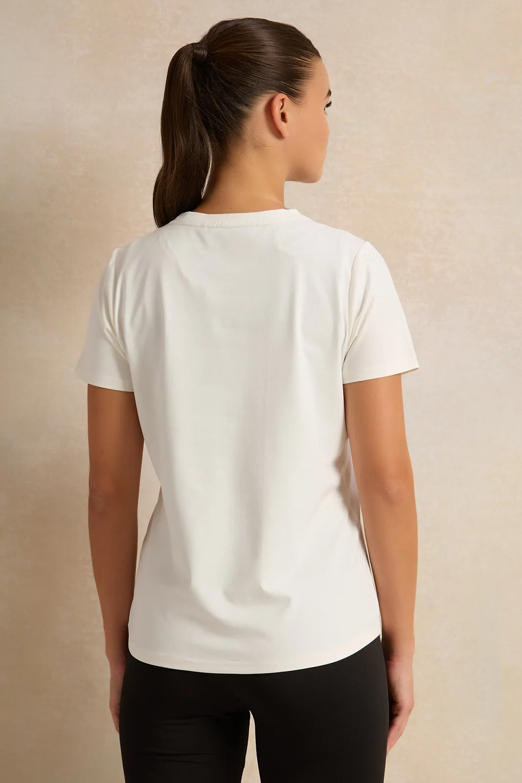 Women White Basic Solid T-shirt