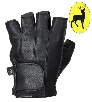 Women's Gel Palm Fingerless Deer Skin Gloves