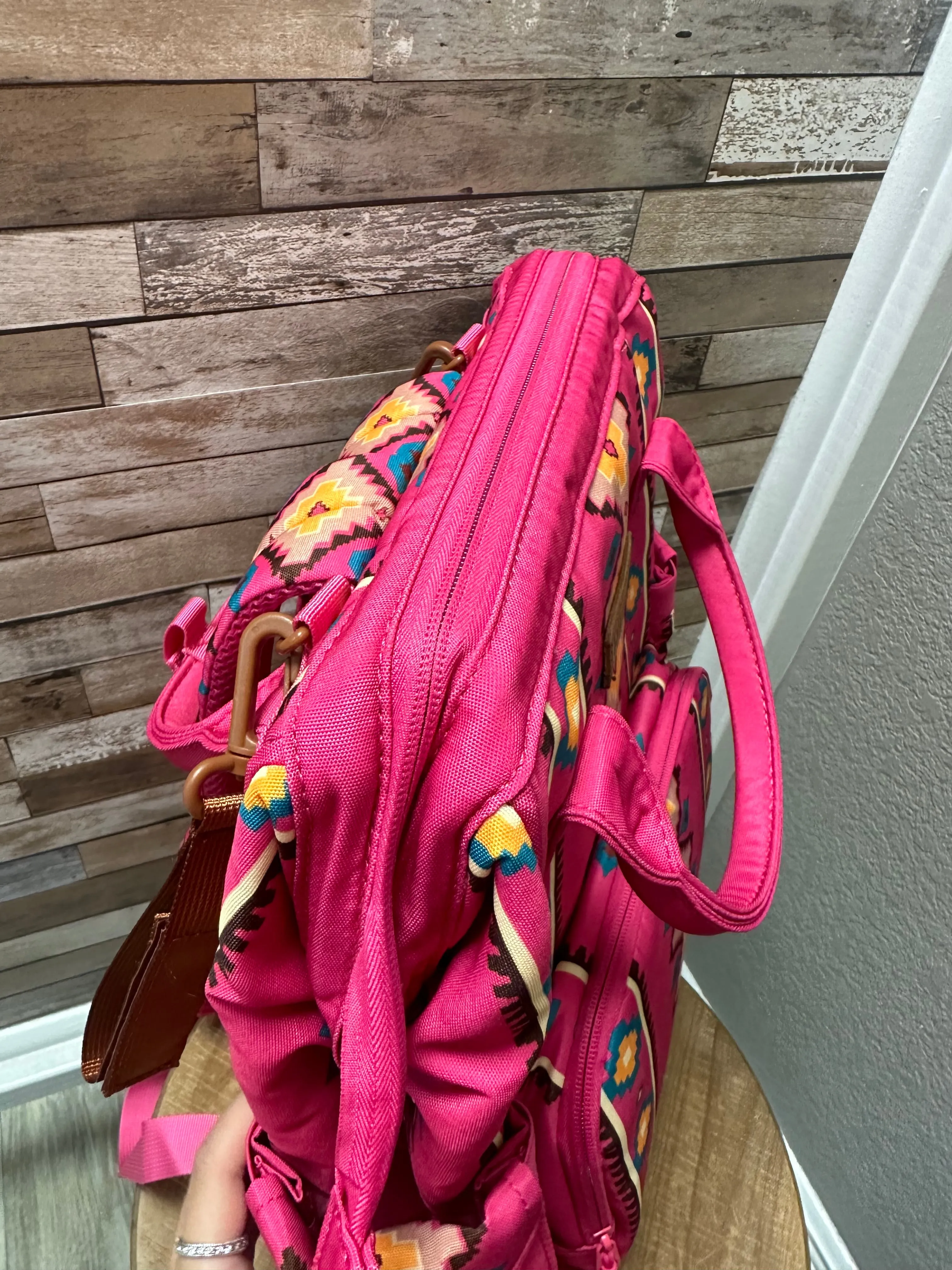 Wrangler Aztec Southwestern Print Diaper Bag - Hot Pink