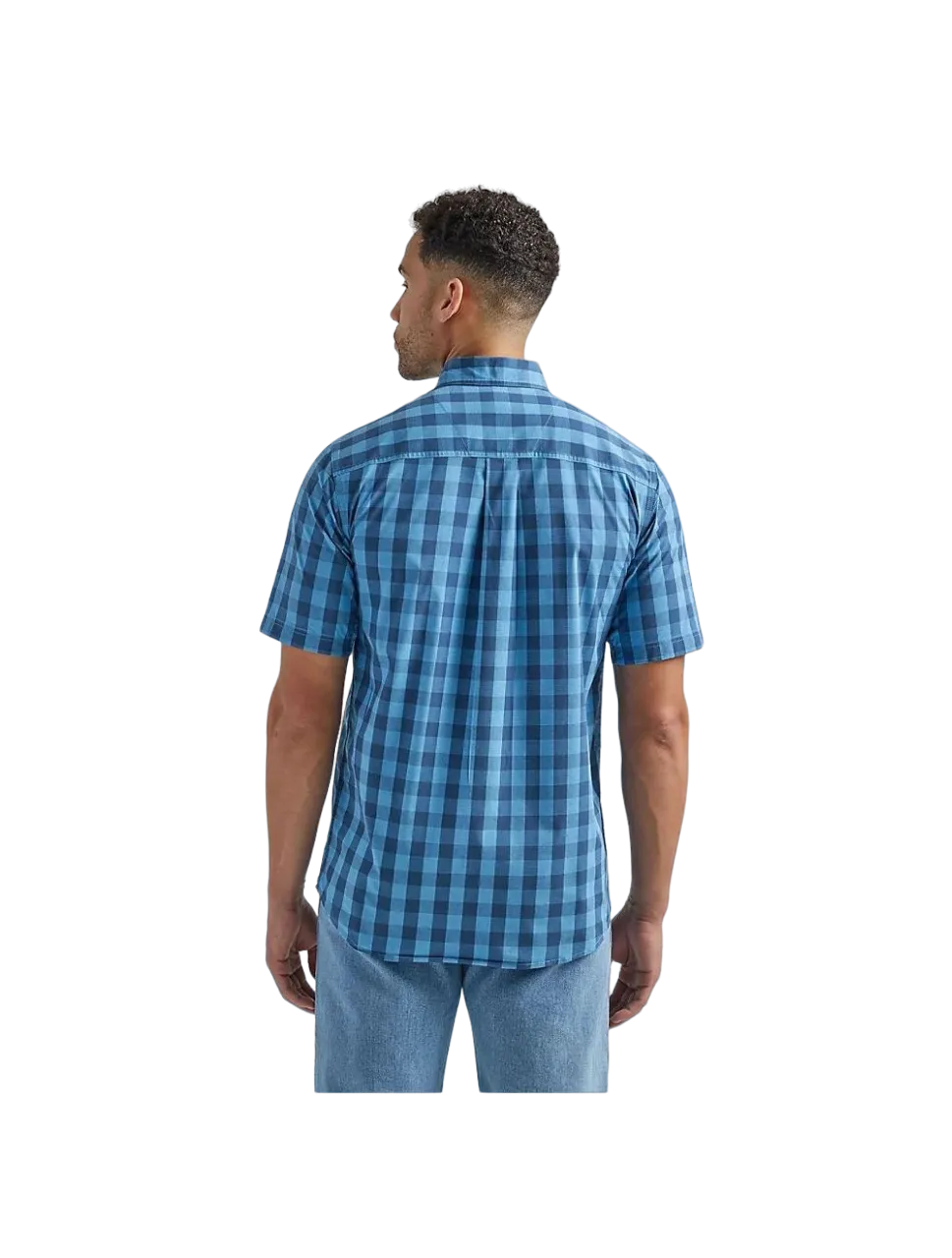 Wrangler Men's Plaid Button Down Blue Shirt - Big